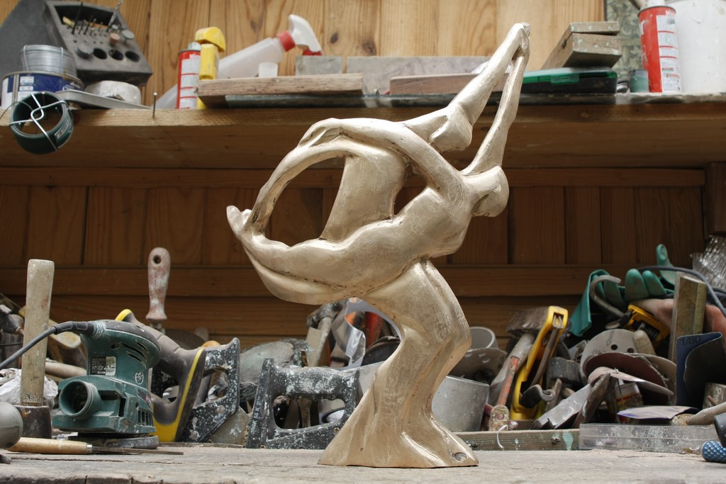 Sculpture bronze "les Patineurs"/Valia