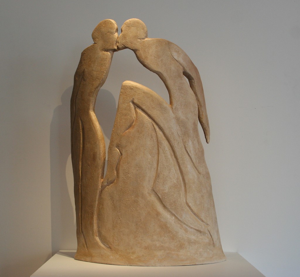Sculpture ciment composite"French kiss"
