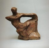 Sculpture terre cuite"l 'archer"/Valia